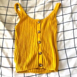 American Eagle Yellow knit button down tank